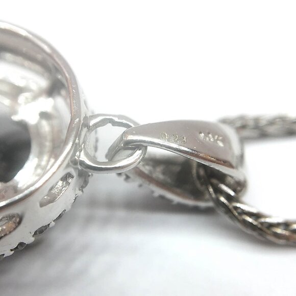 1.88 CTW Black Diamond and White Halo Diamond 14K White Gold Pendant & 14K Chain - Picture 6 of 11